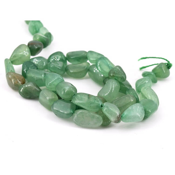 Natürliche grüne Aventurin-Nugget-Perle 8–12 mm – Loch: 1 mm (1 Strang – 39 cm), ca. 40 Perlen