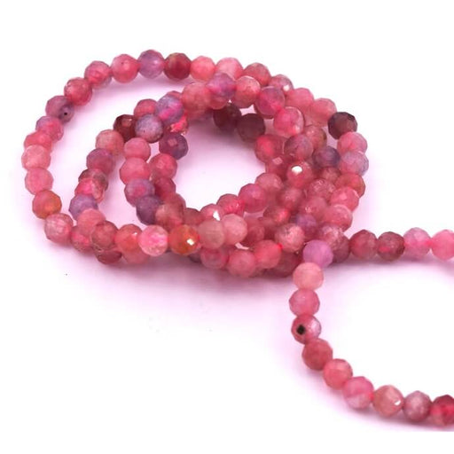 Kaufen Sie Perlen in Deutschland Rosa Turmalin facettierte runde Perle 3 mm (1 Strang – 38 cm)