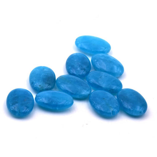 Flache ovale Perle – Blau getönt Jadetürkis 18 x 13 mm – Loch: 1 mm (10)