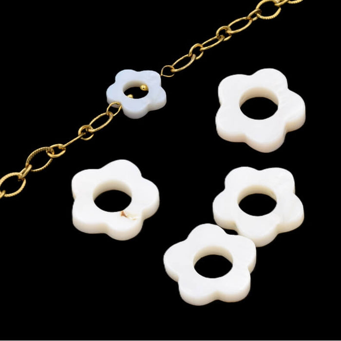 Muschelförmige Perle in Blumenform 15 x 2.5 mm – Loch: 6 mm (4)
