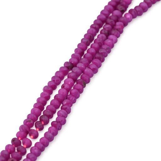 Facettierte Rubin-Rondellperlen – 2.5 x 2 mm – Loch: 0.5 mm (1 Strang – 37 cm)