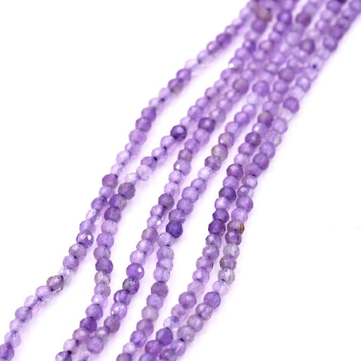 Facettierte Amethystperle 2 mm – Loch 0.5 mm (1 Strang – 38 cm)