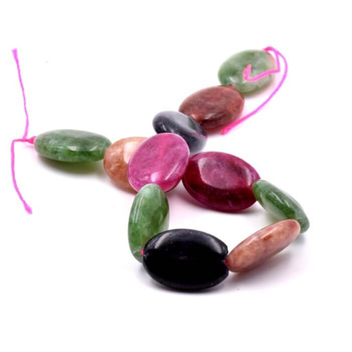 Kaufen Sie Perlen in Deutschland Flache ovale Jadeperle – gemischte Farben 18-13 mm – Loch: 1 mm (10)
