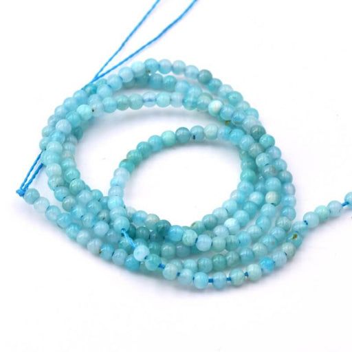 Runde Amazonit-Perle 2 mm – Bohrung: 0.5 mm (1 Strang)