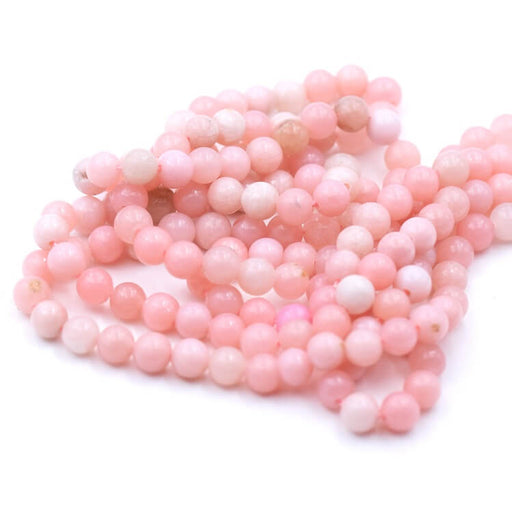Kaufen Sie Perlen in Deutschland Natürliche rosa Opal-Rundperlen 4 mm – Loch: 0.8 mm (1 Strang – 38 cm)