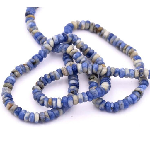 Kaufen Sie Perlen in Deutschland Sodalith-Rondelle-Perle aus Brasilien, 4 x 2 mm – Loch: 0,8 mm (1 Strang – 38 cm)