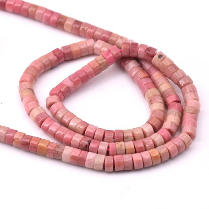 Heishi-Perlen aus natürlichem Rhodonit – 4.5 x 2 mm – Loch: 0.8 mm (1 Strang – 37 cm)