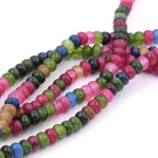Rondelle Runder Donut Perle Jade getönte Mischung - 6x4mm - Loch: 1mm (1Fil-38cm)