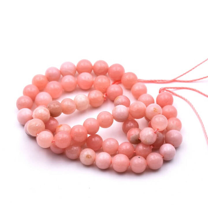 Natürliche rosa Opalperlen – 6 mm – Loch: 1 mm (1 Strang – 37 cm)