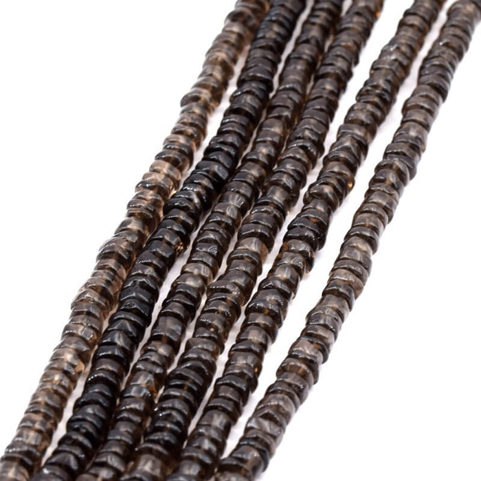 Heishi-Perlen aus dunklem Topas 5–6 x 1–3 mm – Loch: 0.5 mm (1 Strang – 32 cm)