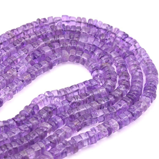 Helle Amethyst-Heishi-Röhrchenperle 5.5–6 x 2–4 mm – Loch: 0.5 mm (1 Strang – 32 cm)