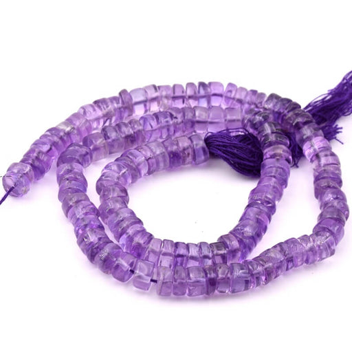 Helle Amethyst-Heishi-Röhrchenperle 7–9 x 2.5–4.5 mm – Loch: 0.5 mm (1 Strang – 32 cm)