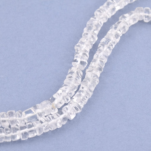 Kaufen Sie Perlen in Deutschland Heishi-Perlen-Rondelle-Quarzkristall – 5–6 x 2–4 mm (1 Strang – 32 cm)