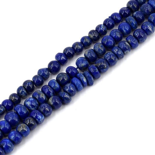 Kaufen Sie Perlen in Deutschland Lapislazuli runde Radperle 5–6 mm – Loch 0.6 mm – 83 Perlen (1 Strang – 34 cm)