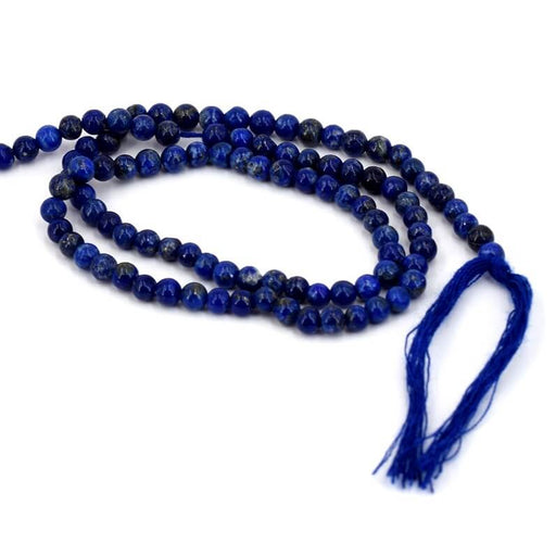 Kaufen Sie Perlen in Deutschland Runde Lapislazuli-Perle 4 mm – Loch 0.7 mm – 95 Perlen (1 Strang – 34 cm)