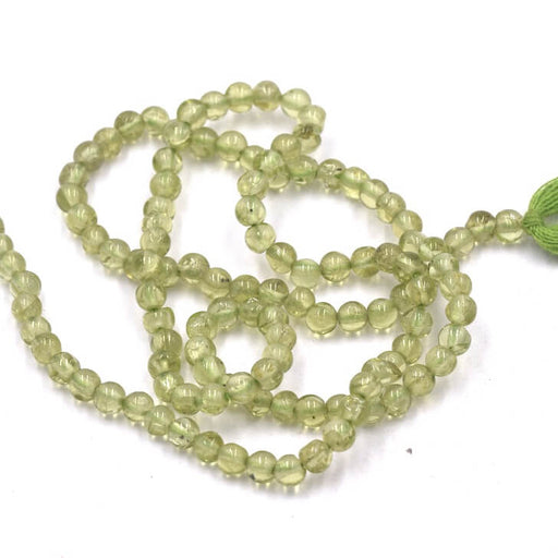 Kaufen Sie Perlen in Deutschland Peridot-Rundperle 3 mm – Loch 0,6 mm (1 Strang – 32 cm)