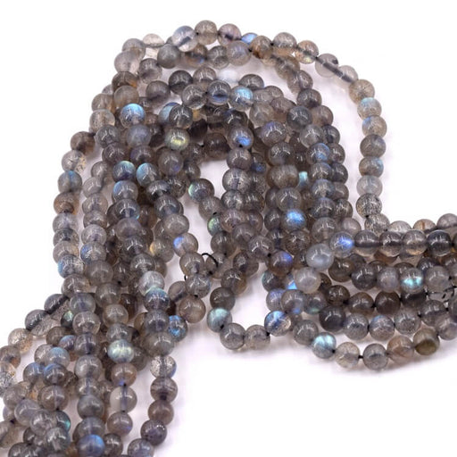 Kaufen Sie Perlen in Deutschland Runde Perle Labradorit 4 mm – Loch 0,6 mm (1 Strang – 33 cm)