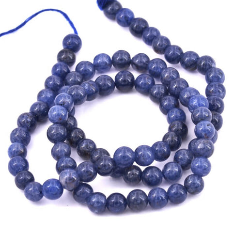 Kaufen Sie Perlen in Deutschland Runde Perle Blauer Achat 4 mm – Loch 0,6 mm (1 Strang – 33 cm)