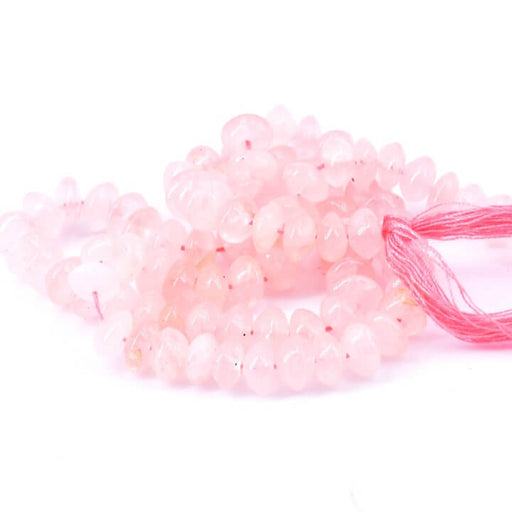 Kaufen Sie Perlen in Deutschland Doppelkegel-Knopfperle Rosenquarz 5-6x3-4mm (1 Strang-32cm)