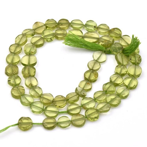 Peridot flache runde Perle 5-7mm - Loch: 0.5mm (1 Strang - 34cm)