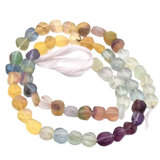 Kaufen Sie Perlen in Deutschland Fluorit flache Scheibe Perle leicht matt 7-8x6-7mm (1 Strang - 35cm)