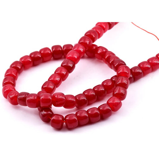 Himbeerrot getönte Jade-Rondelle – 8 x 6 mm – Bohrung: 1 mm – Strang 37 cm (1)