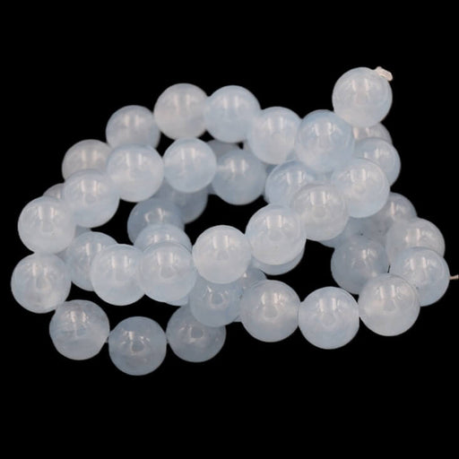 Runde gefärbte Jade-Perle (Aquamarinblau) – 8 mm – Bohrung: 1 mm – Strang: 38 cm (1)