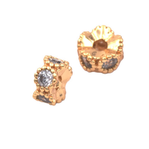 Kaufen Sie Perlen in Deutschland Runde Heishi-Perle - Goldene Farbe Messing mit Zirkonia 5x2mm - Loch: 1mm (1)