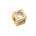 Würfelperle mit Zirkonen – goldenes Messing – 7 mm – Loch: 2 mm (1)