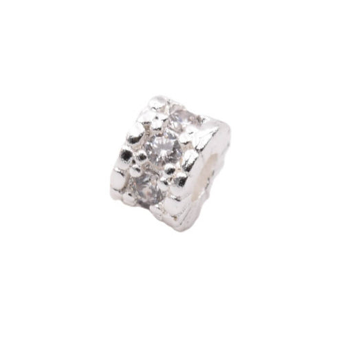 Heishi-Perle und Zirkonia – versilbertes Messing – 4 x 3 mm – Loch: 1 mm (1)