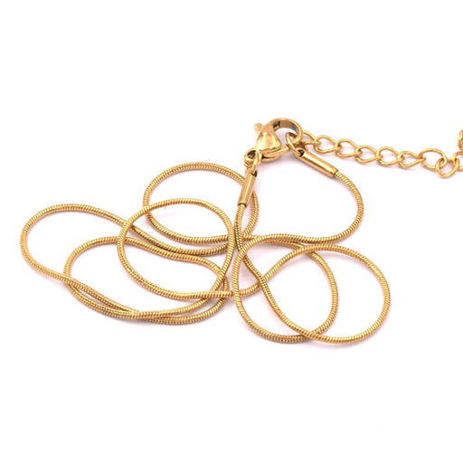 Kaufen Sie Perlen in Deutschland Runde Schlangenkette aus goldfarbenem Edelstahl 40+5cm - 1mm (1)