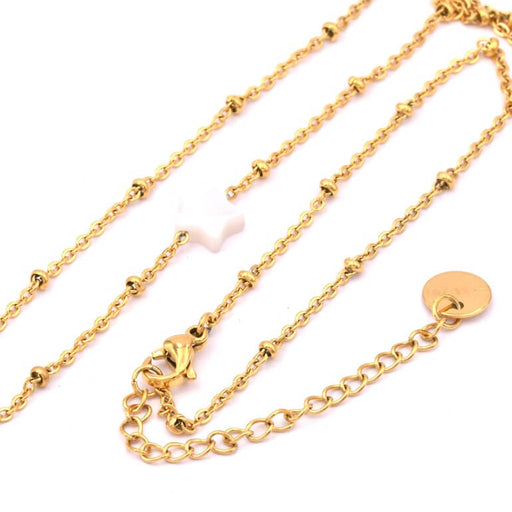 Kaufen Sie Perlen in Deutschland Halskette mit Satellitengeflecht und Muschelstern - Goldener Edelstahl 40+5cm (1)