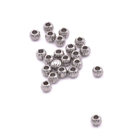 Kaufen Sie Perlen in Deutschland Gestreifte Trennperle aus Edelstahl 3 x 2,5 mm – Loch: 1,2 mm (10)