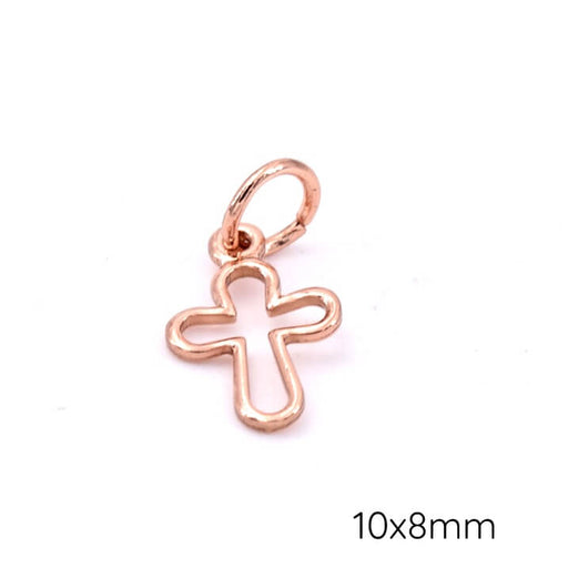 Kreuz-Anhänger Rosévergoldetes Messing – 12 x 8 mm – Loch: 2 mm (1)