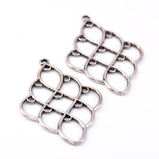 Arabesken-Anhänger Antik versilbertes Messing 51 x 36 mm – Loch: 1.5 mm (2)