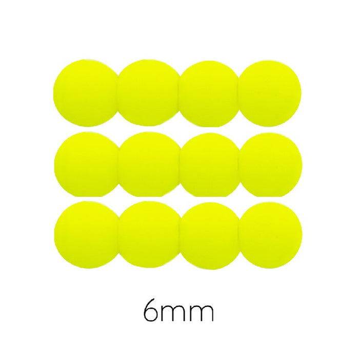 Tschechische runde Perlen fluo Neon yellow Gelb 6mm (50)