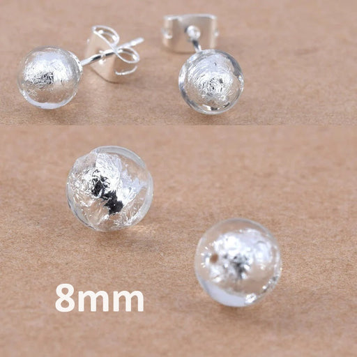 Kaufen Sie Perlen in Deutschland Halbgebohrte Perle aus Murano-Kristall und Silber, rund, 8 mm (2)
