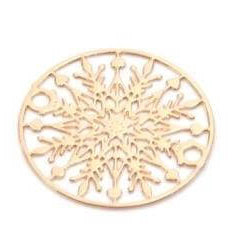 Schneeflocken-Messingverbinder sehr dünn und flach hellgold 30 mm (2)