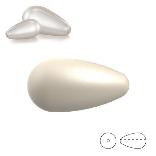 Kaufen Sie Perlen in Deutschland Pearshape Preciosa Creme Birnenperlen 15x8mm (3)