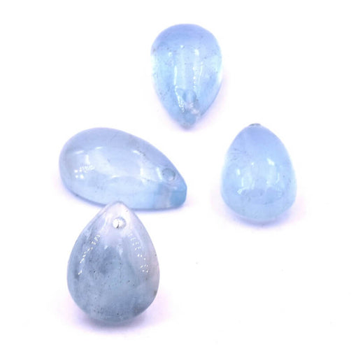 Kaufen Sie Perlen in Deutschland Tropfenanhänger Aquamarin - 16-20x11x6mm - Loch: 1mm (1)