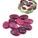 Himbeerrot gefärbte Jade-Flach-Ovalperlen 18–13 mm