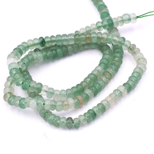 Kaufen Sie Perlen in Deutschland Grüne Erdbeerquarz-Rondelle-Perlen, 4 x 2 mm, Loch: 0,8 mm (1 Strang, 38 cm)