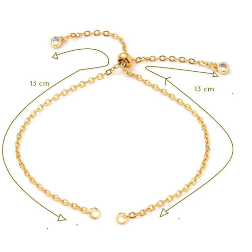 Kaufen Sie Perlen in Deutschland Kette für verstellbares Armband Rolo Mesh - Edelstahl Gold 2x13cm (1)
