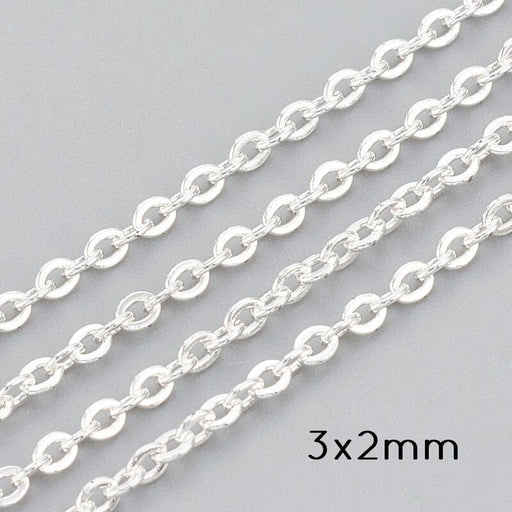 Kaufen Sie Perlen in Deutschland Edelstahl Rolokette SILBER 3x2mm (1m)