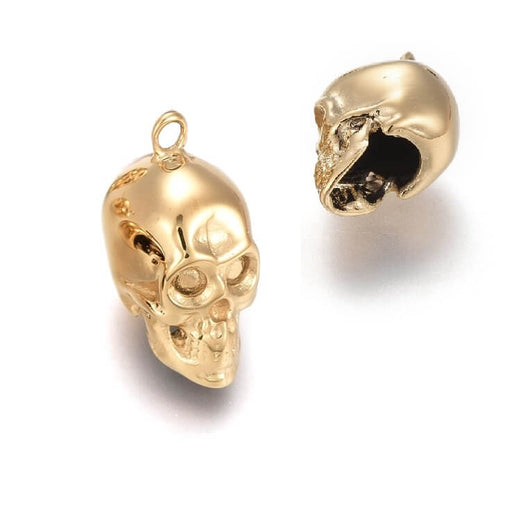 Kaufen Sie Perlen in Deutschland Totenkopf Anhänger Edelstahl Gold 11x7mm Loch: 1,2mm (1)
