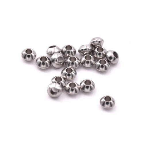 Kaufen Sie Perlen in Deutschland Heishi Doppelkegelperlen Edelstahl 4x2mm - Loch:1,2mm (10)