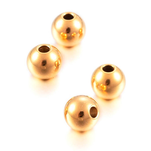 Kaufen Sie Perlen in Deutschland Runde Perlen GOLD Edelstahl - 5 mm - Loch: 1,2 mm (20)