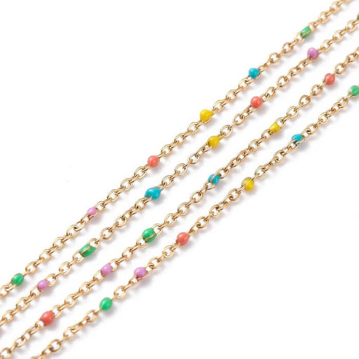 Kaufen Sie Perlen in Deutschland Kette Sehr dünn Edelstahl und Emaille Farben Mix 1mm (50cm)