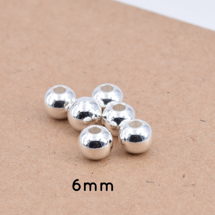 Runde Perlen Edelstahl Silber - 6x5 mm - Loch: 2 mm (10)