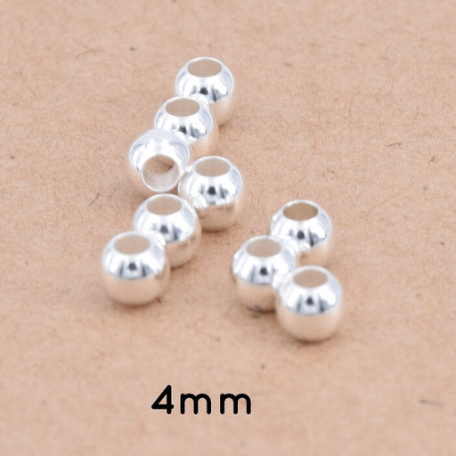 Kaufen Sie Perlen in Deutschland Runde Perlen Edelstahl Silber - 4x3 mm - Loch: 1.8 mm (10)